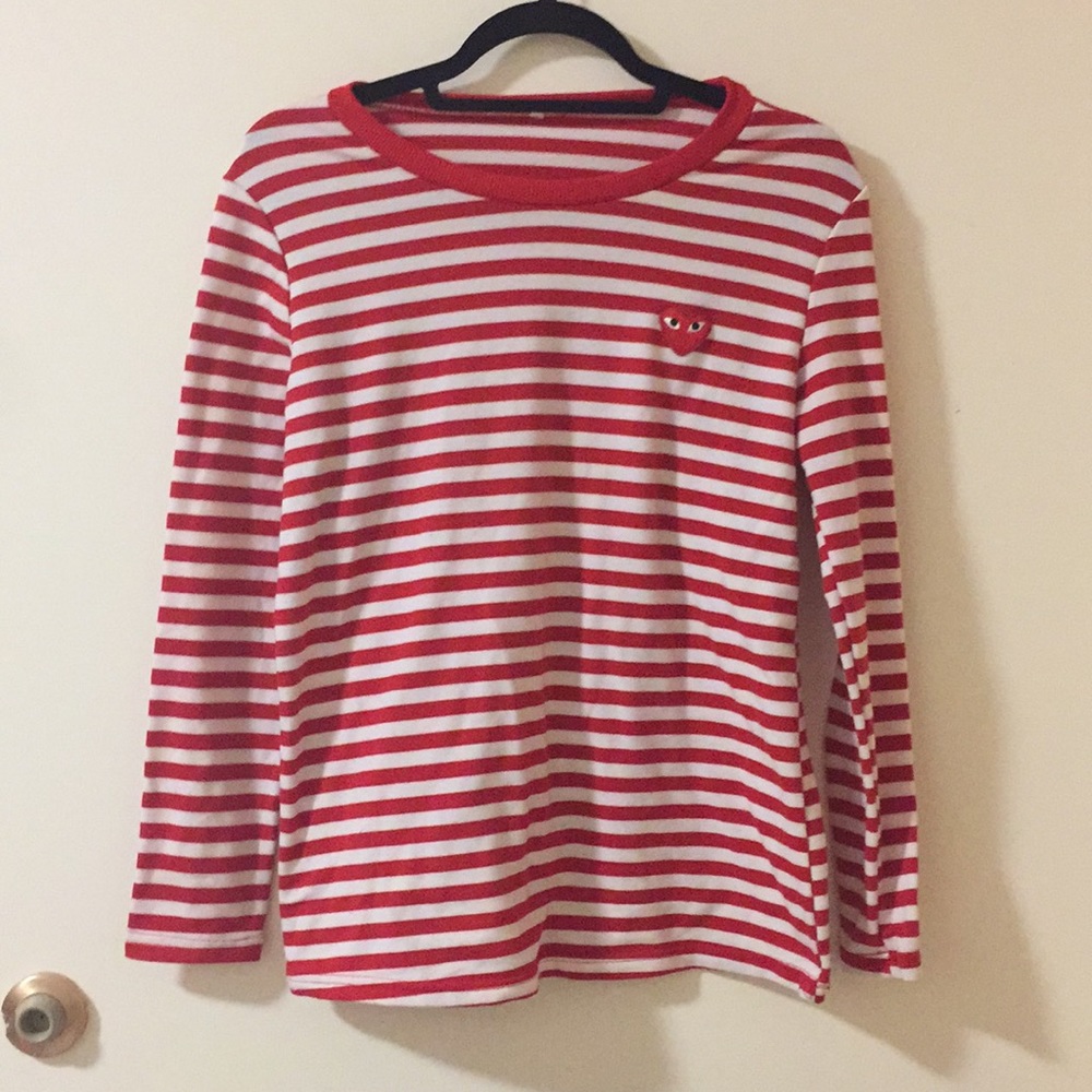Red and white striped long sleeve